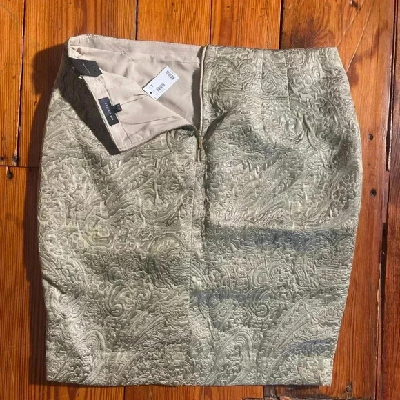 THE LIMITED Gold Paisley Brocade Pencil Skirt Size 14 Shimmery Bodycon Cocktail - Picture 8 of 12